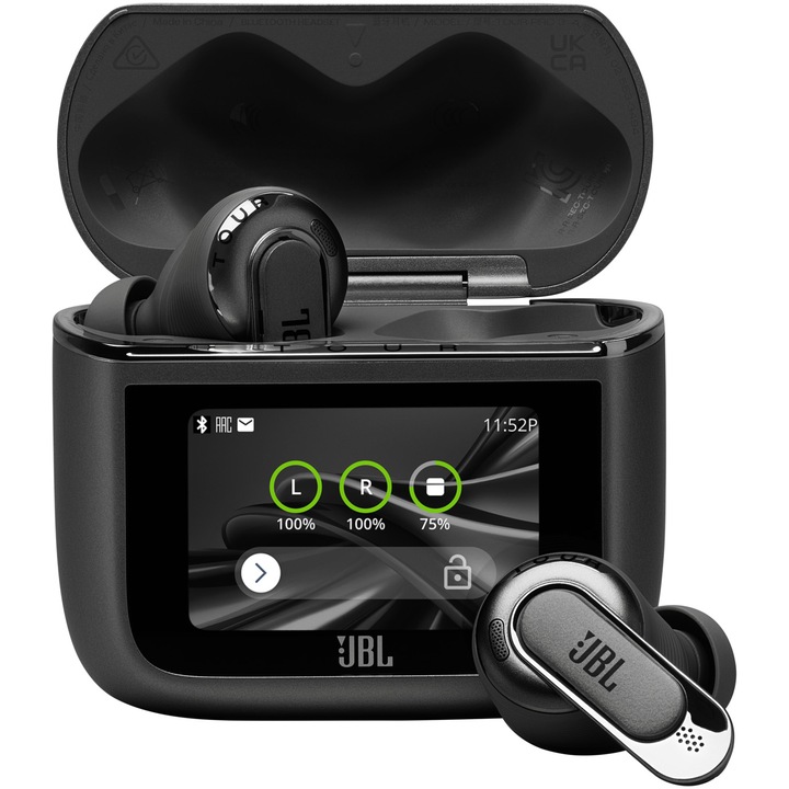 Слушалки In-Ear JBL Tour Pro 3, True Wireless, Bluetooth, True ANC, Smart Case, Spatial Sound, Autonomy 44 часа, Черен