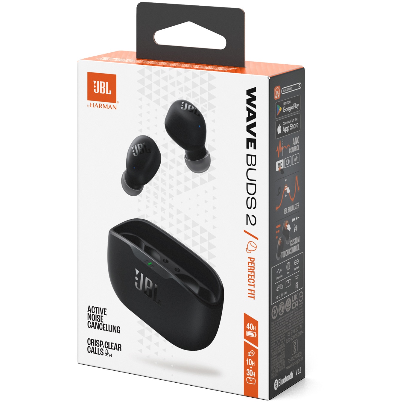 JBL WAVE BUDS 2 ブラック Casti In-Ear JBL Wave Buds 2, True Wireless, Bluetooth, ANC, IP54