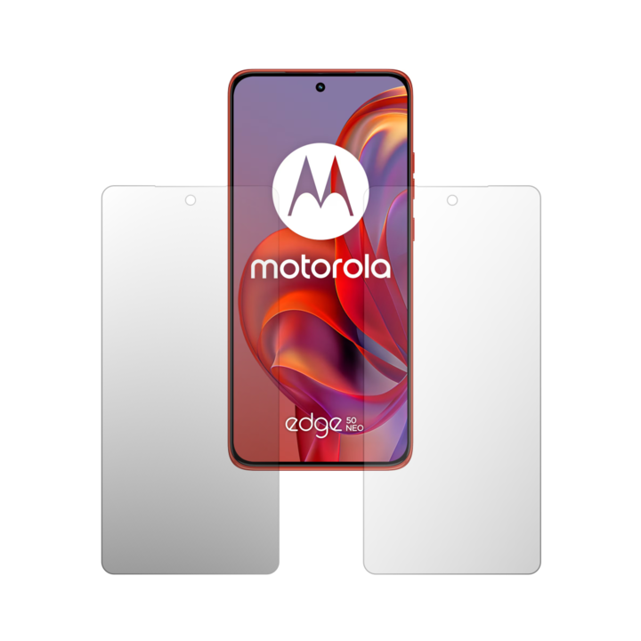 Комплект от 2X Folie24 протектори за екран, за Motorola Edge 50 Neo, 1X Ultra-Clear + 1X Matte, подходящо за калъфа покритие (съвместим с калъфа), лепило, гъвкаво със саморегенериране