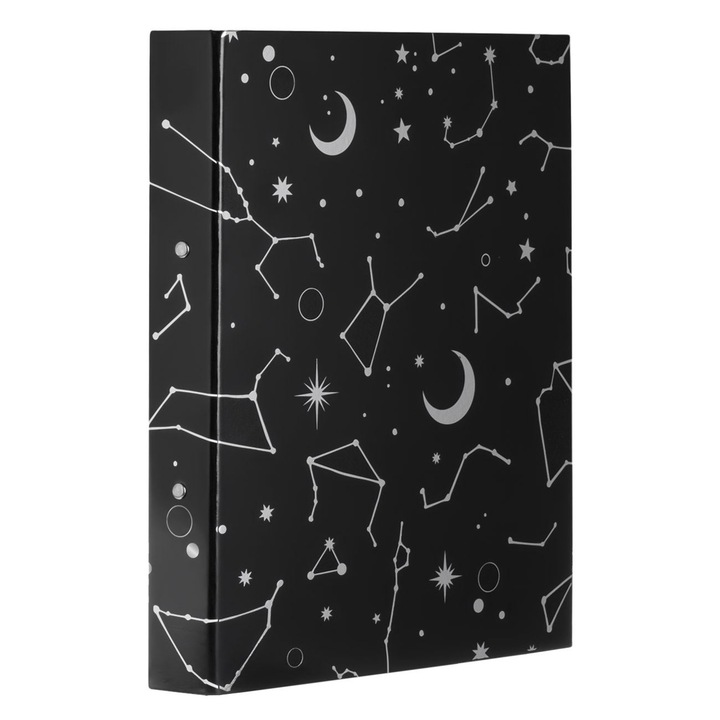 Папка с черна зодиакална шарка и 2 пръстена, 32x24,5 см