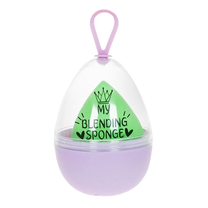 Set Burete Machiaj Picatura Verde cu Husa Perforata Lila 5x7cm