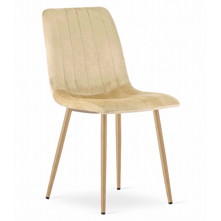 Konyha/nappali szék, Artool, Lava, bársony, fém, bézs, 45x55x86 cm