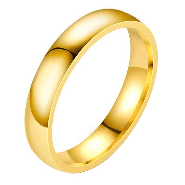 Inel De Barbati Din Otel Inoxidabil, Axroad Mall, Cerc prim, Pastrarea culorii de lunga durata, Nu este usor de oxidat, Hipoalergenic, Confortabil, Moda, Auriu