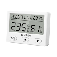 Termometru si higrometru de camera JustZen™ LX8103, dimensiuni 7.22 × 5.4 × 1.5 cm, citire 2s, gama profesionala, calibrabil, statie meteo Interioara cu senzor pentru temperatura si umiditate, Ecran LCD