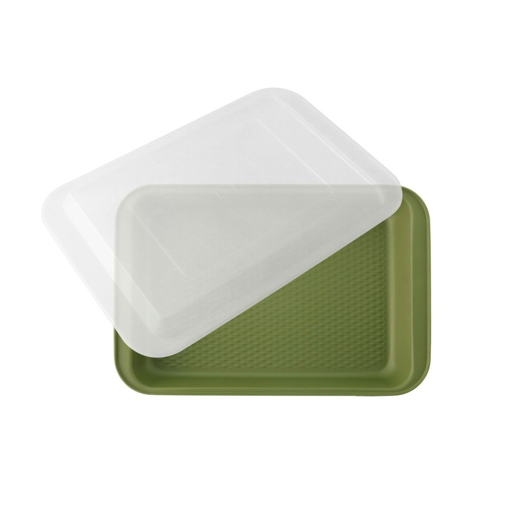 Tava de copt dreptunghiulara cu capac ZASS Gourmet, ZG-BW 05, 37x25.5x5cm, Otel carbon, Acoperire antiaderenta, Compatibilitate cuptor cu gaz si/sau electric, culoare Verde