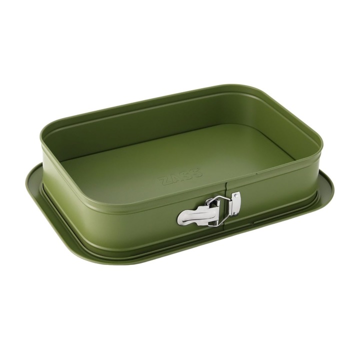 ZASS Gourmet правоъгълна тава за печене с подвижна основа, ZG-BW 06, 39x28x8cm, Въглеродна стомана, Незалепващо покритие, Съвместимост с газови и/или електрически фурни, Зелен цвят