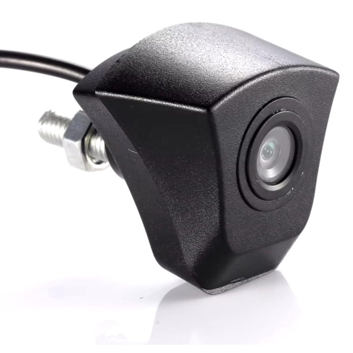 Camera Frontala Auto, AutoREY®, Montaj In Sigla OEM, Compatibila Audi A3 A4 A6 A8 Q3 Q5 Q7, Unghi 150°, Senzor CMOS, Vedere HD, Waterproof IP68, Conexiune RCA PAL NTSC, Instalare Fara Gaurire, Design Compact Rezistent, Camera Auto, Negru