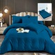 Lenjerie de pat Damasc, policoton, 6 piese, cearceaf cu elastic 160x200cm, pentru pat dublu, bleumarin, Ralex Pucioasa, 6pH62