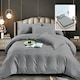Lenjerie de pat Damasc, policoton, 6 piese, cearceaf cu elastic 160x200cm, pentru pat dublu, gri deschis, Ralex Pucioasa, 6pH82