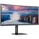 Монитор AOC CU34V5C/BK, 34", WLED, VA, 3440 x 1440, 1 x HDMI 2.0, 1 x DisplayPort 1.2, 1 x Audio Out, 4 x USB 3.2 Downstream, 1 x USB 3.2 Type-C с DisplayPort функция, Вградени високоговорители 2 x 5W