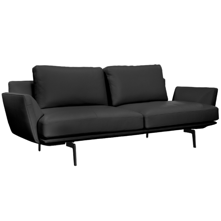 Кожен диван Sonata Gram Lux, Черен, Тройка, 215 см