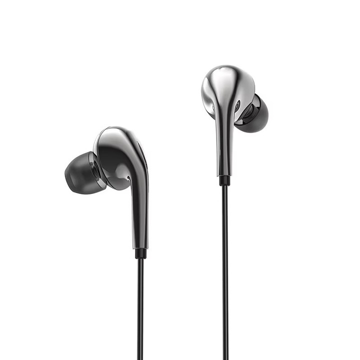 Casti cu fir, in ear, negru, plug and play, cu microfon, reducere pasiva a zgomotului, compatibile cu iPhone 14/13/12/11proMax/x/8p