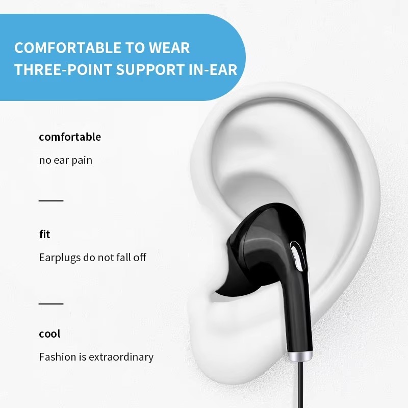 Casti cu fir, in ear, negru, plug and play, cu microfon, reducere pasiva a zgomotului, compatibile cu iPhone 14/13/12/11proMax/x/8p