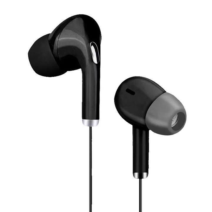 Casti cu fir, 3.5mm, sport, rezistente la transpiratie, negru