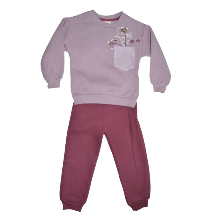 Compleu 2 piese pantaloni si bluza pentru fete Mini Junior COMP-17362, Roz 113509