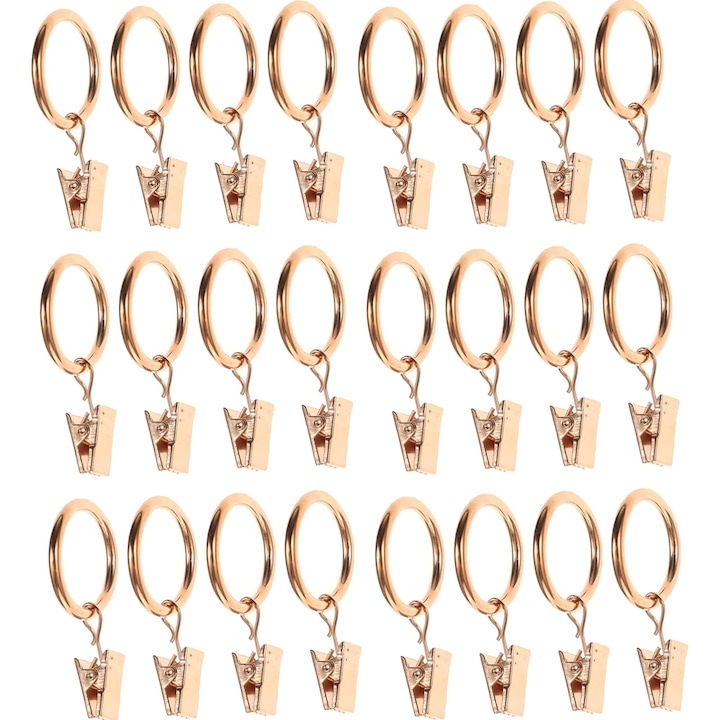 Set de 48 inele pentru perdele, WELUOT, metal, 38mm, aurii