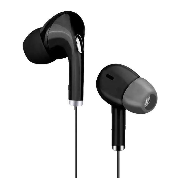 Casti cu fir, negru, design in-ear, compatibile cu dispozitive Type-C