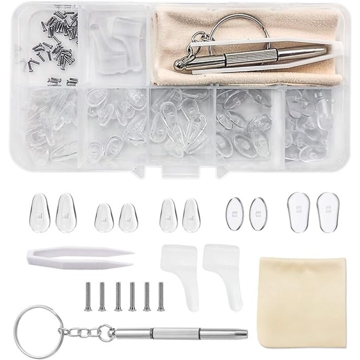 Set 70 tampoane nazale pentru ochelari, Basesailor, silicon, anti-alunecare, transparent