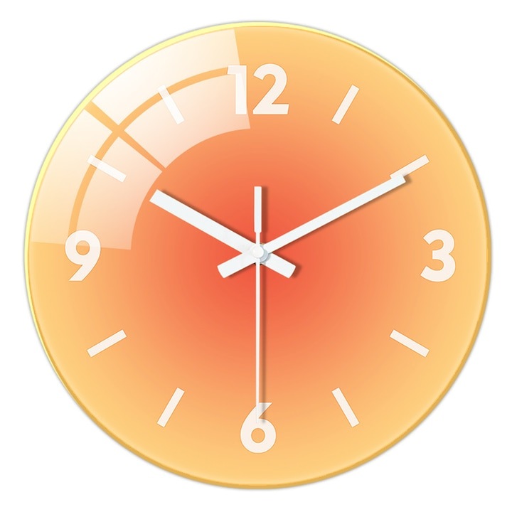Декоративен часовник WELUOT, 30см, стъкло, оранжев, безшумен кварцов механизъм