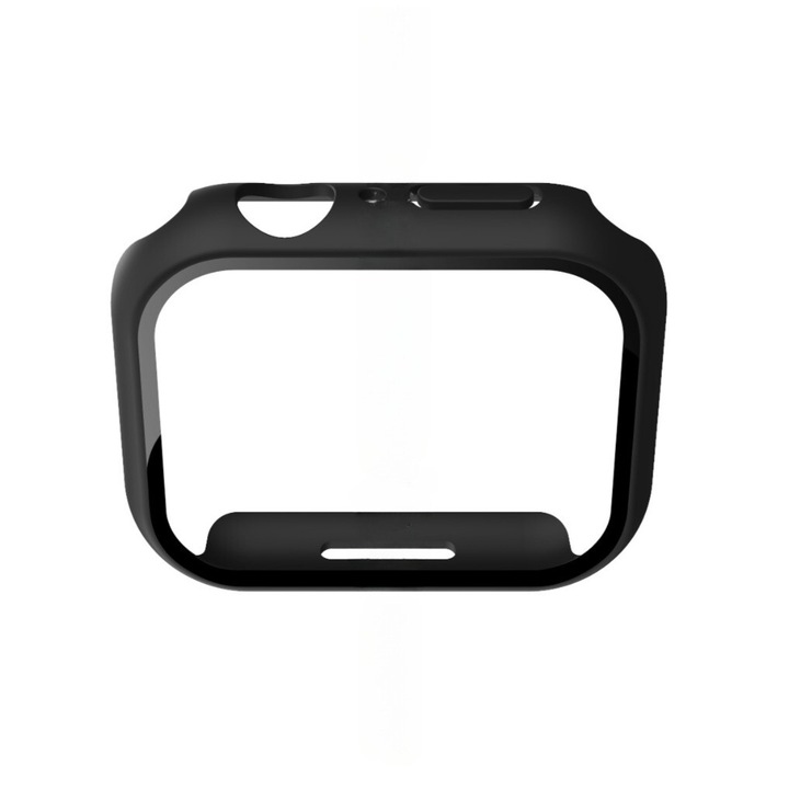 Carcasa de protectie din sticla securizata, Compatibila cu pentru Apple Watch 1/2/3/4/5/6/7 pentru SE pentru Nike+ - 40 mm, Ultra Clear, Anti Amprente, Anti-Soc Full Screen, Inalta definitie, Carcasa si membrana calite sunt integrate, Negru