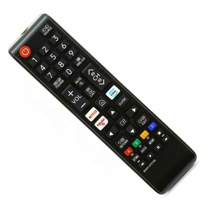 Telecomanda TV universala, Compatibila pentru Samsung Smart, pentru NETFLIX, pentru prime video, pentru RaKuten TV, Remotes, pentru Samsung LCD, Rezistente la uzura si durabile, taste soft, 200 x 20 x 50, BN59-01315B, negru