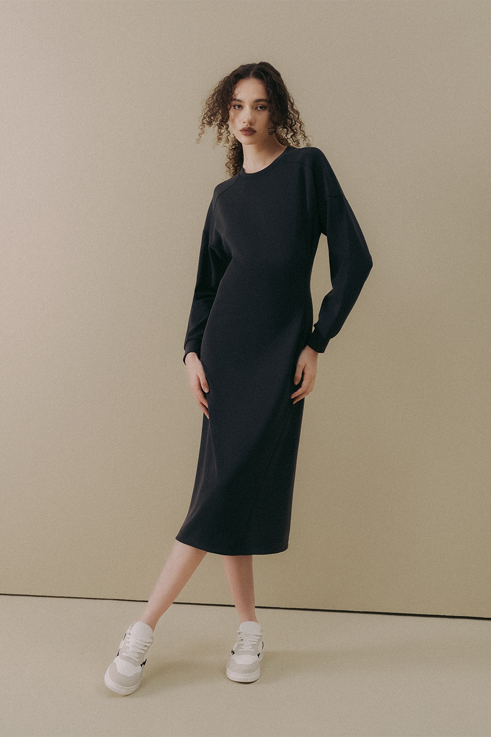 OXXO, Rochie maxi cu maneci raglan, Negru, S