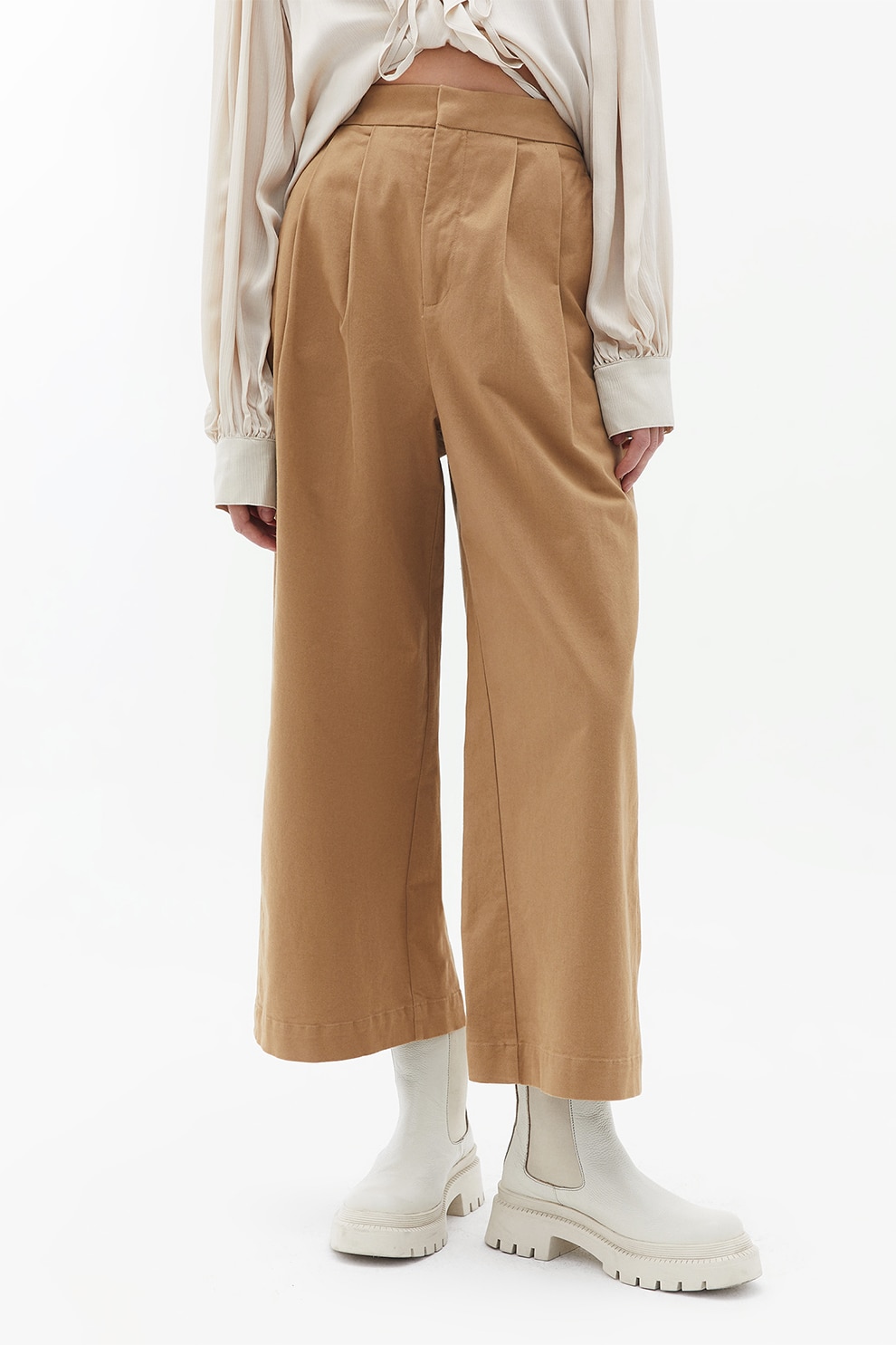 OXXO, Pantaloni cu croiala ampla, Maro deschis, 40