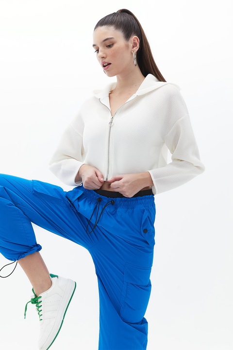 OXXO, Hanorac crop cu fermoar, Alb