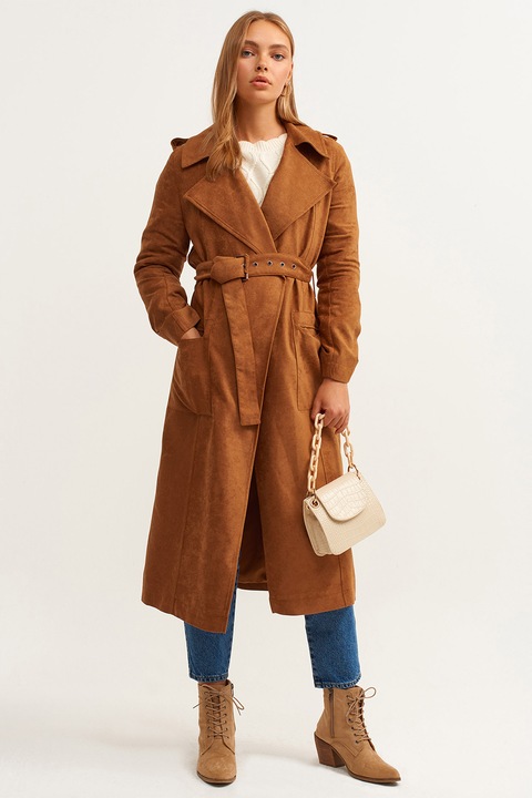 OXXO, Palton uni cu o curea, Maro scortisoara