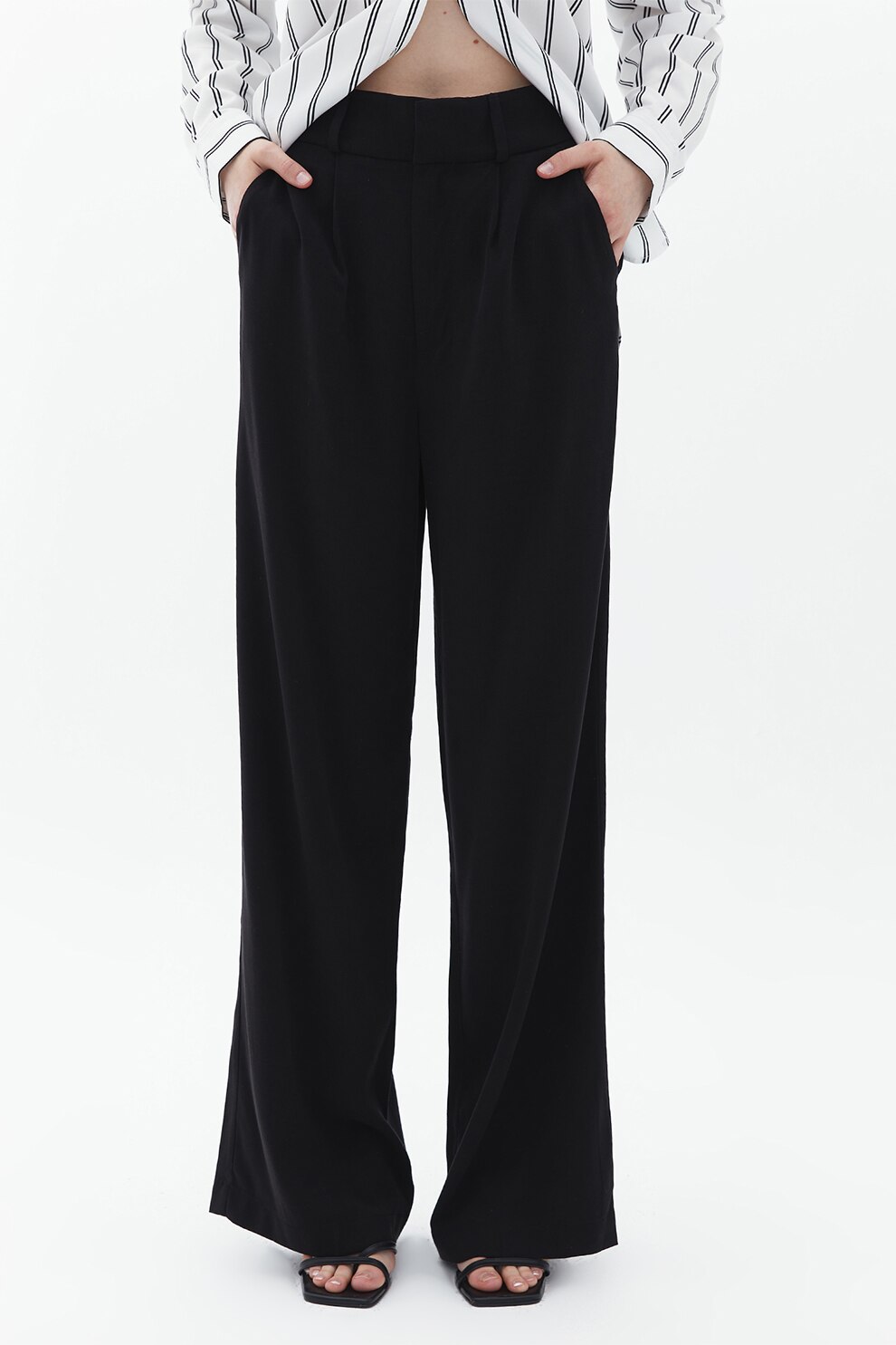 OXXO, Pantaloni din amestec de lyocell cu croiala ampla, Negru, 34