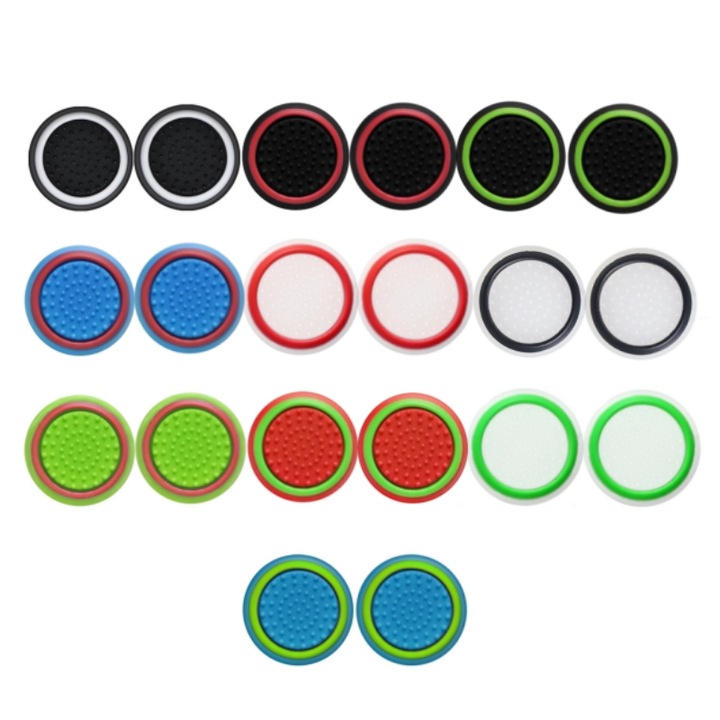 20 db joystick hüvely készlet, Basesailor, szilikon, többszínű, PS5/PS4/PS3/Xbox 360 kompatibilis