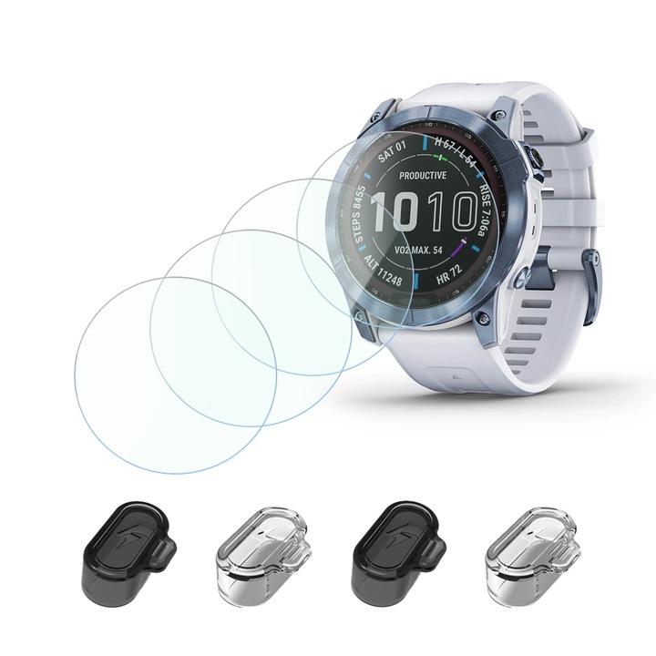 Folie protectie sticla pentru smartwatch/protectie incarcare, Pentru Garmin Fenix 8 51mm/Garmin enix 7X /7X Pro fenix 7 Pro /and Garmin Epix Pro Gen 2 51mm & Garmin Tactix7, 9H duritate, set 4+4