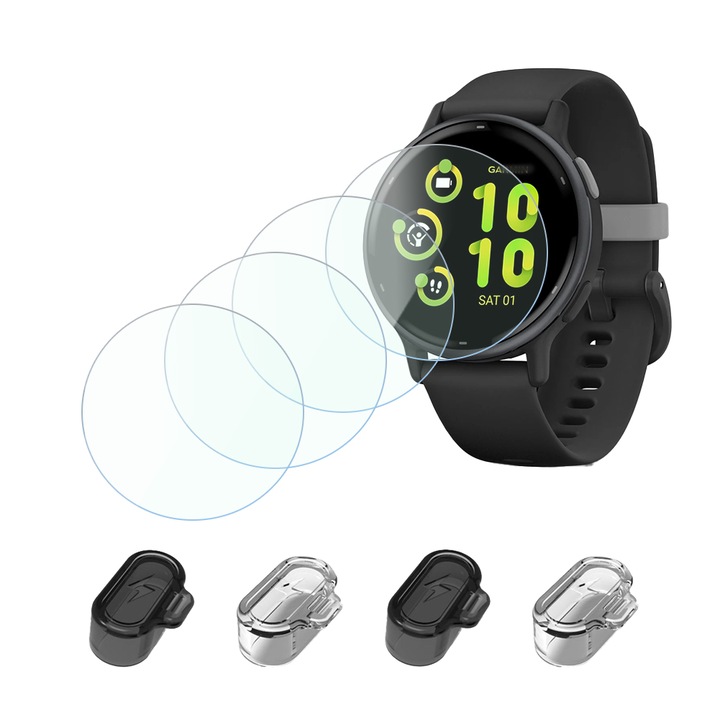 Set 4 folii protectie ecran/4 protectii mufa incarcare, Pentru Garmin vívoactive 5, TPU