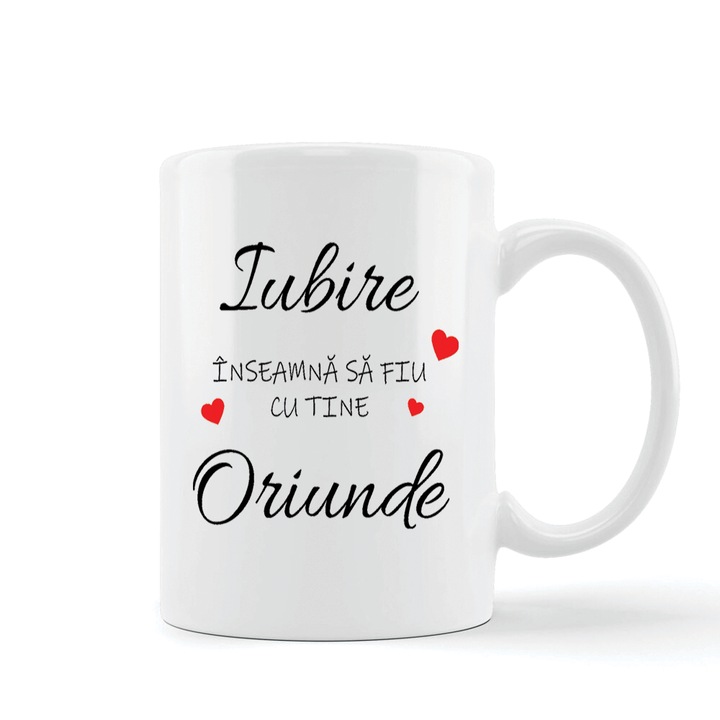 Cana ceramica mesaj Iubire oriunde, 300 ml