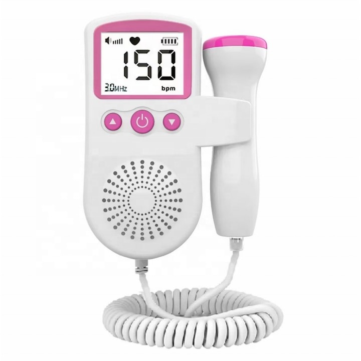 Magzati Doppler monitor, WELUOT, hordozható, USB, fehér/rózsaszín