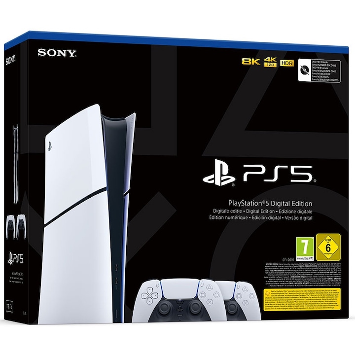 Конзола PlayStation 5 Digital Edition (PS5), 3TB SSD + допълнителен контролер