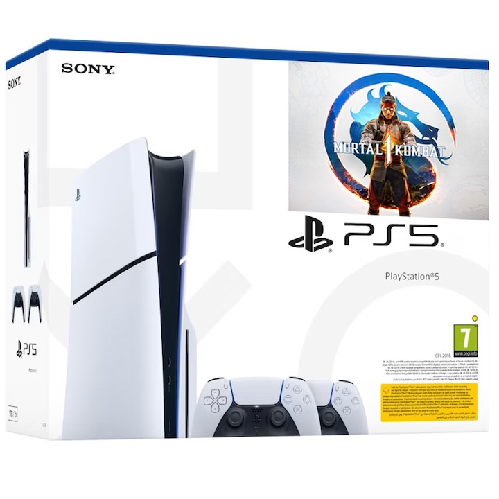 PlayStation 5 конзола, 2TB SSD + игра Mortal Kombat 1 (диск) + допълнителен контролер