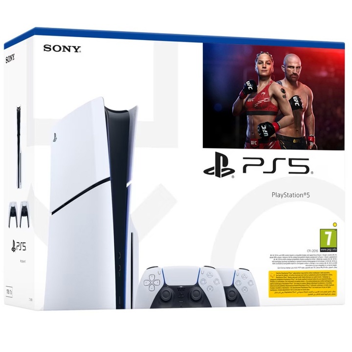 PlayStation 5 конзола, 2TB SSD + EA Sports UFC 5 игра (диск) + допълнителен контролер