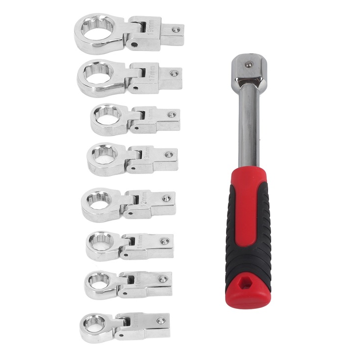 Set chei cu ratchet interschimbabile Enforose, 9 piese, otel crom-vanadiu, 9mm-19mm