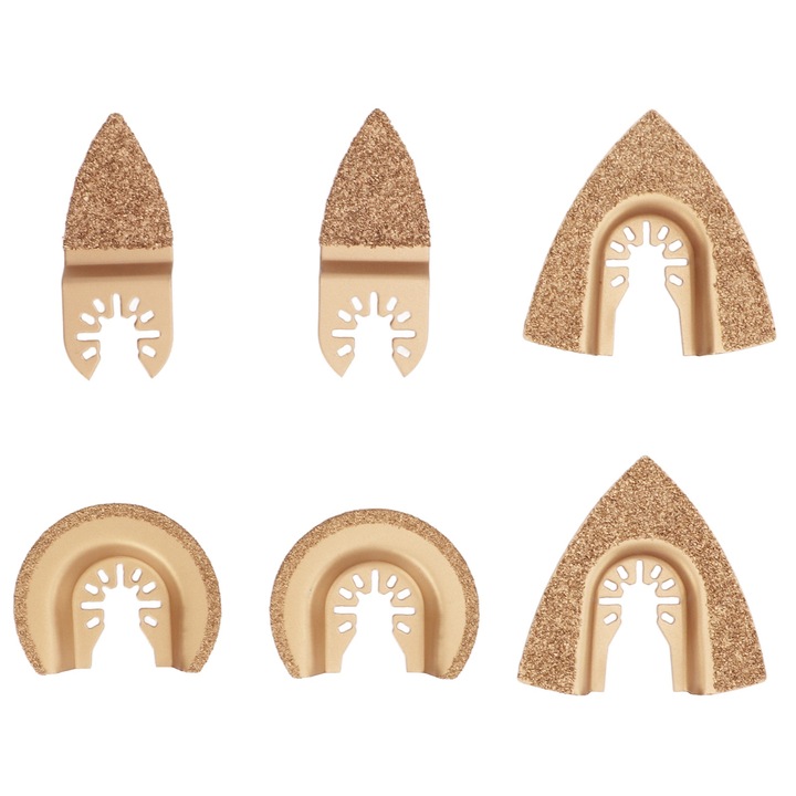 Set 6 buc. lame ferastrau oscilant Enforose, carbid, semicerc, triunghiular, pentru gresie, dimensiuni variate