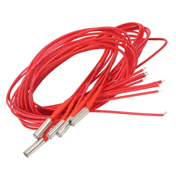 5 darab fűtőpatron készlet DC 24V 40W, Enforose rozsdamentes acél 6x20mm, 1.5m / 4.92ft