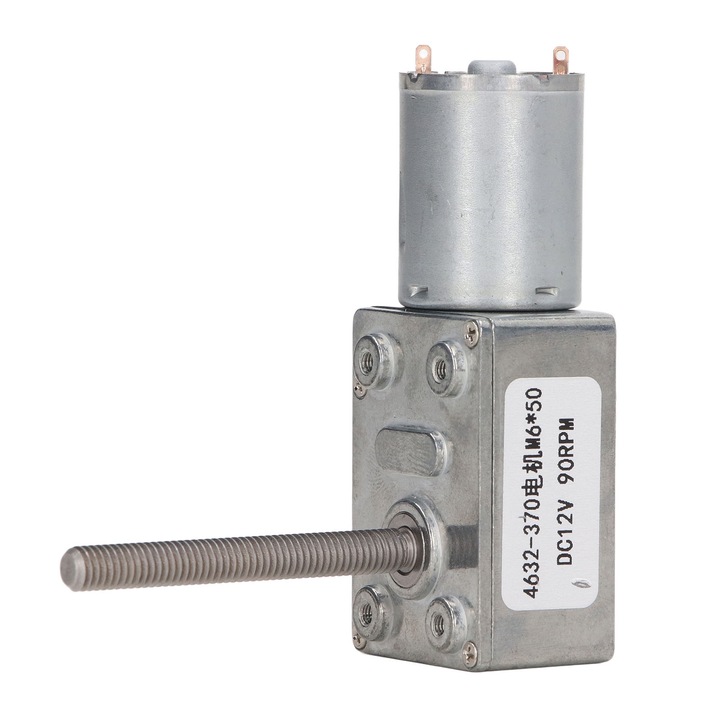 Motor cu angrenaj melcat Enforose, DC12V, autoblocare, aluminiu, M6x50mm