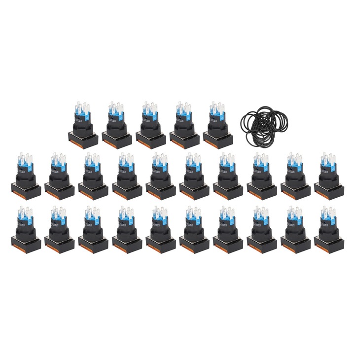 25 darabos kapcsoló gomb készlet visszajelző fénnyel, Enforose, AC DC 12V, 250V, 5A