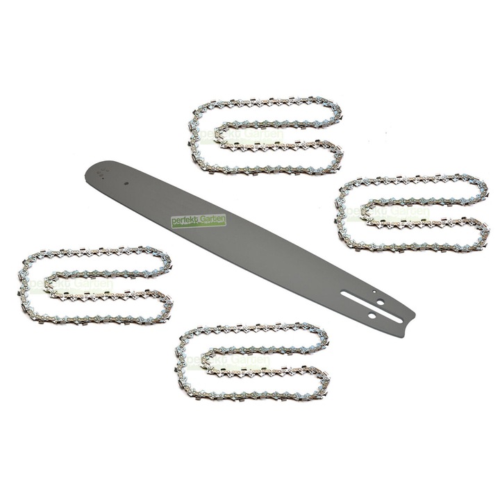 Lama de ghidaj 40 cm 1,3 mm 3/8" 57 + lant pentru drujba (4 bucati) set de ALDI TOP CRAFT IKRA KSI