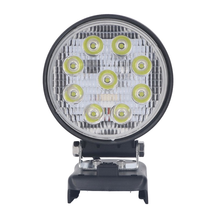Hordozható LED munkalámpa 27W 2400LM, 110°-os forgás, 18V-os akkumulátor, alacsony fogyasztás