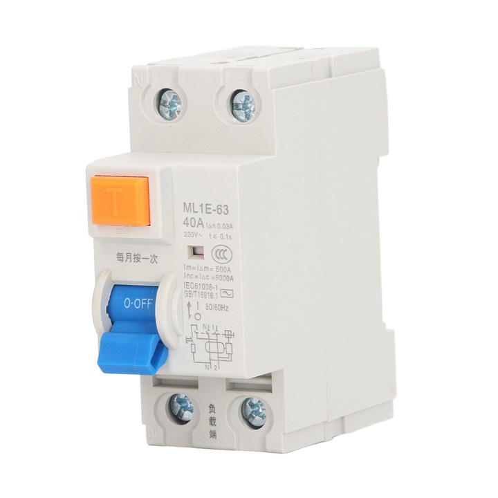 Intrerupator cu curent rezidual cu protectie impotriva scurgerilor la supracurent 1P+N 40A 230V Enforose