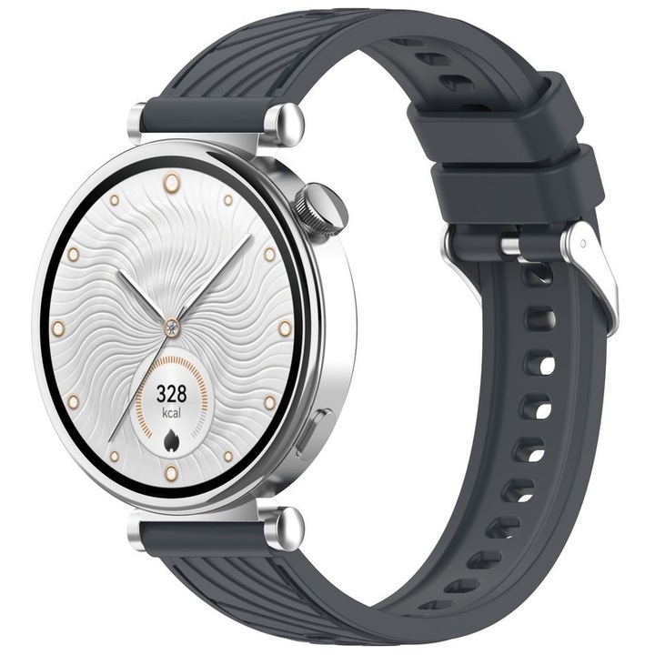 Curea din silicon 18mm, waterproof, gri, pentru ceasuri cu Huawei Watch GT 5 41mm & GT 5 Pro 42mm / Huawei GT 4 41mm latime de 18mm