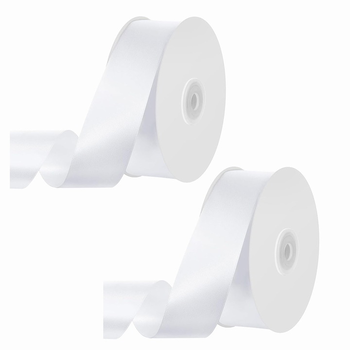 Fehér szatén szalag, 5,1x4 cm, ajándékcsomagoláshoz, esküvői dekorációhoz, kézműves projektekhez