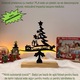 Decoratiune Craciun, Brad "Craciun Fericit" – Eco-friendly, Baza din Lemn Natural, Negru, 20.5cm, Handmade, Decor Interior Birou, Sufragerie, Cadou Craciun, Printat 3D din PLA Eco (plastic biodegradabil), DECORADI®