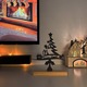 Decoratiune Craciun, Brad "Craciun Fericit" – Eco-friendly, Baza din Lemn Natural, Negru, 20.5cm, Handmade, Decor Interior Birou, Sufragerie, Cadou Craciun, Printat 3D din PLA Eco (plastic biodegradabil), DECORADI®